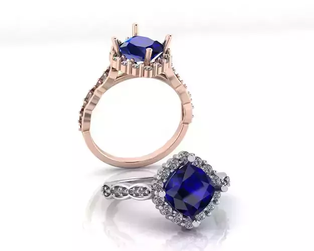 cushion halo engagement high jewelry ring