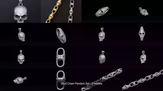 Skull Chain Pendant Set