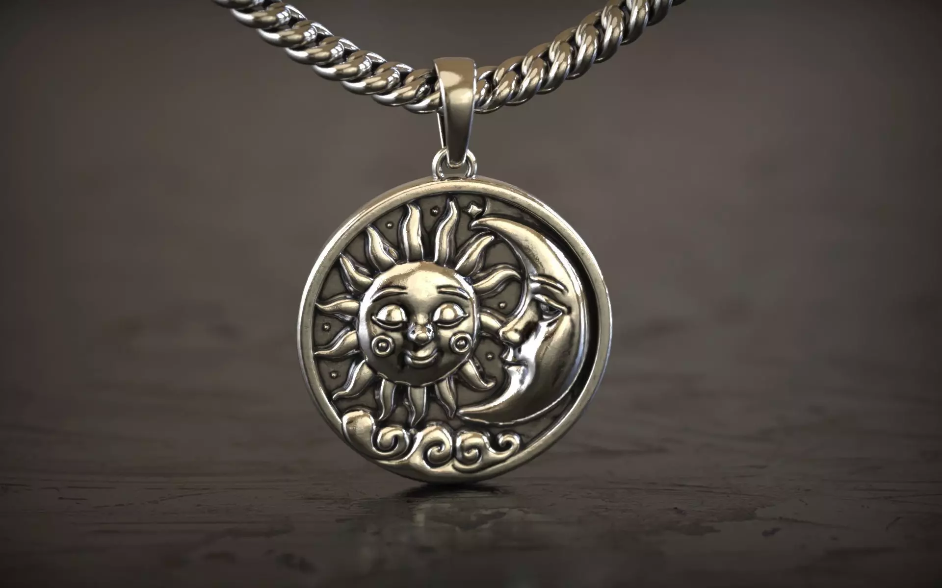 Sun and Moon Celestial Pendant 3D print model