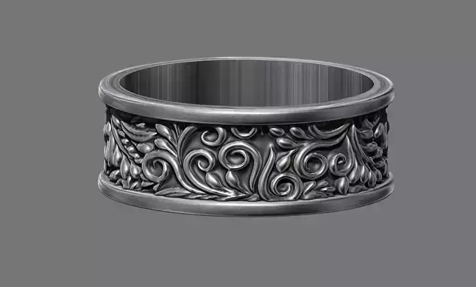 Leaves Motifs Nature Wedding Ring 3D print model