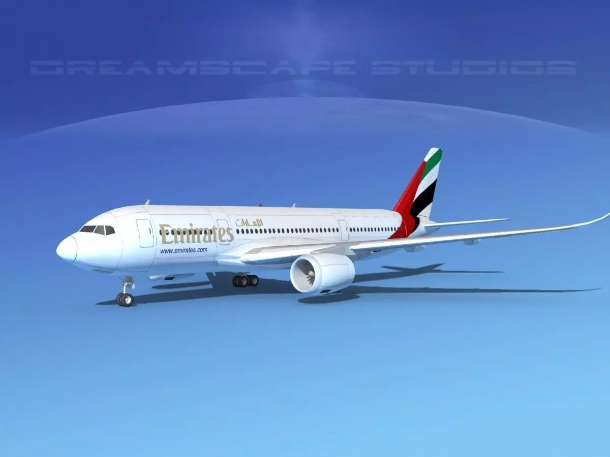 Airbus A350-800 Emirates 3D model_0