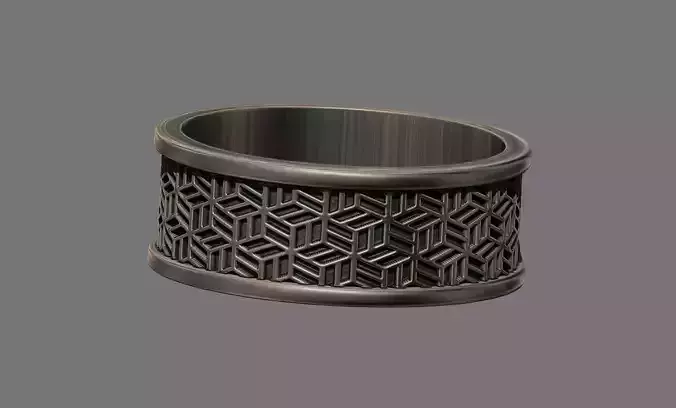 Retro vintage Art deco Patterned band ring