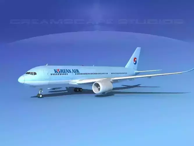 Airbus A350-800 Korean Air 3D model