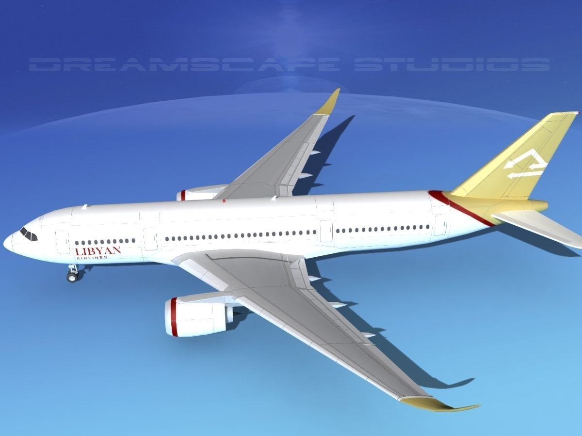 Airbus A350-800 Libyan 3D model_9