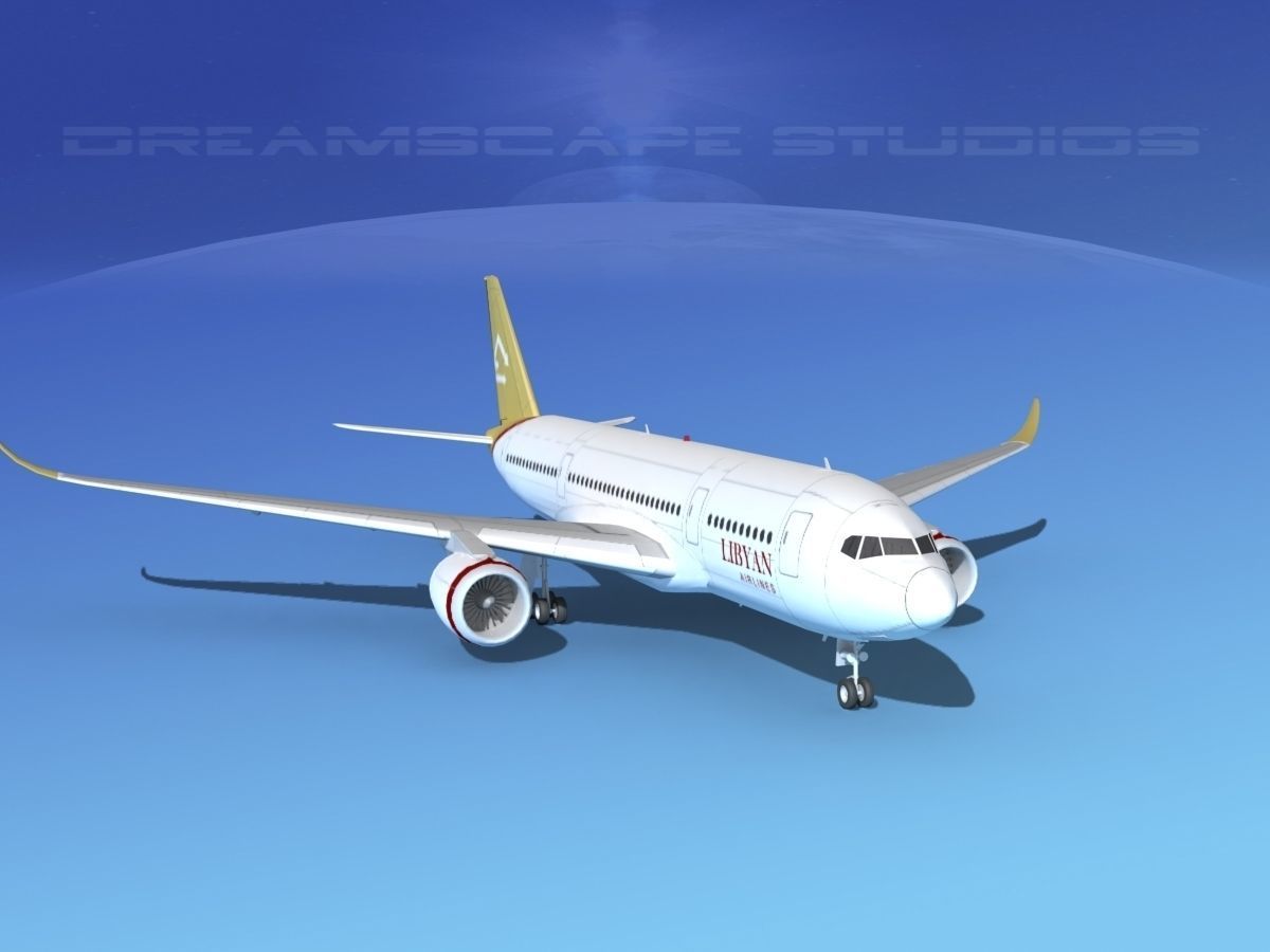Airbus A350-800 Libyan 3D model_2