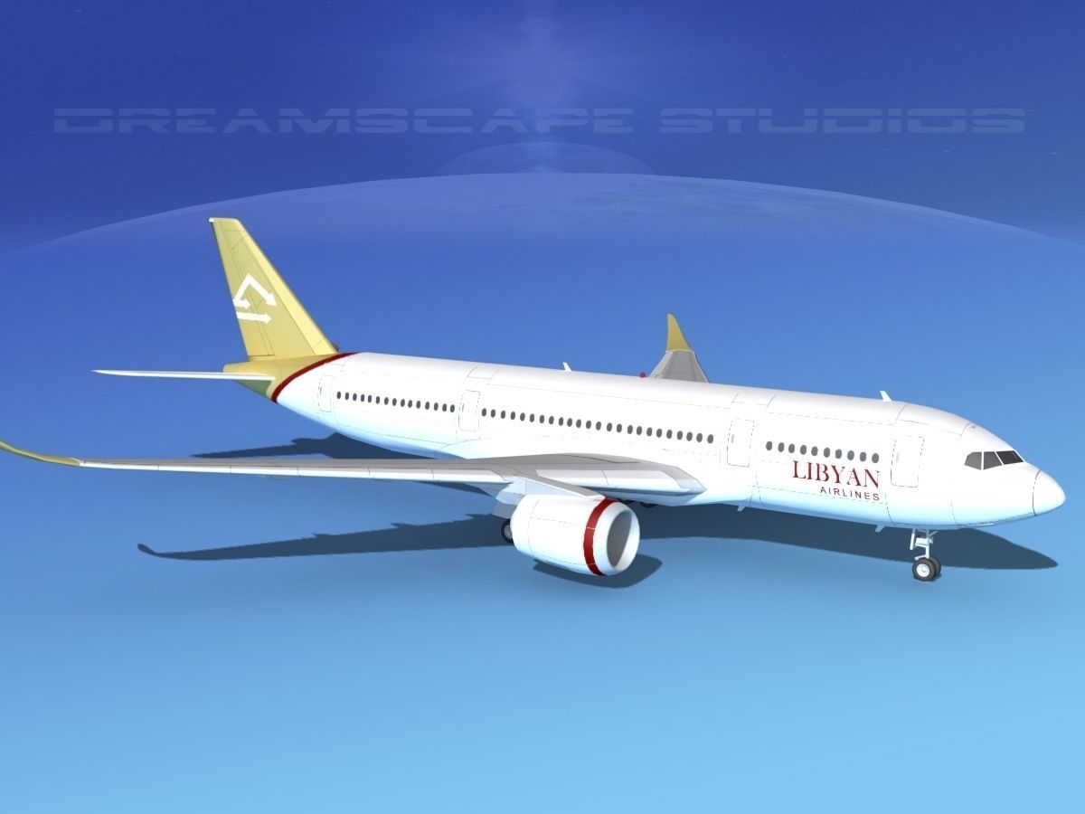 Airbus A350-800 Libyan 3D model_3