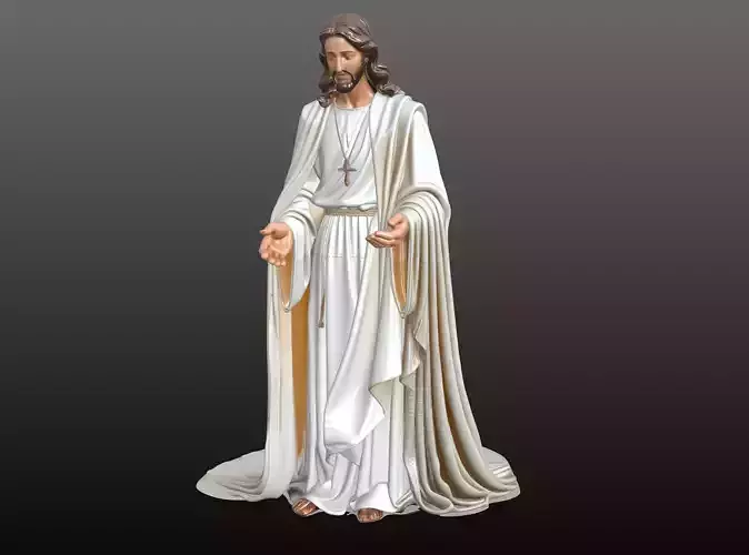 Jesus Figure STL Peaceful Sacred Sculpture 3D Model