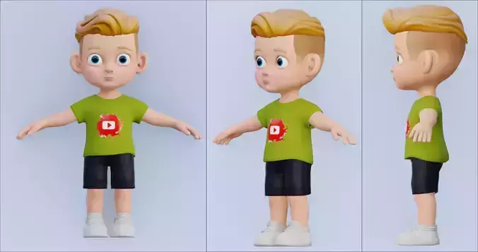 Boy  Cartoon full body Rigged 3D model