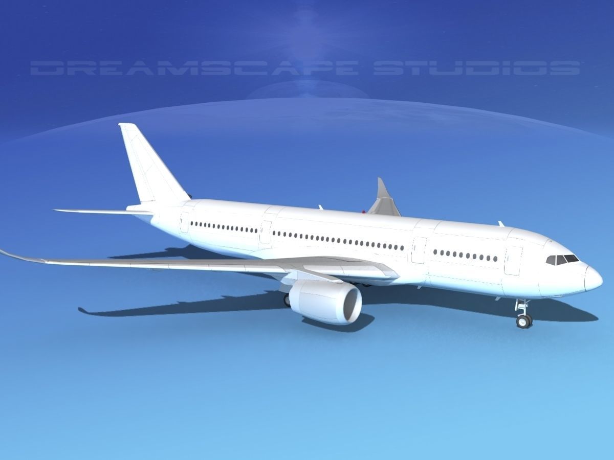 Airbus A350-800 Unmarked 2 3D model_3