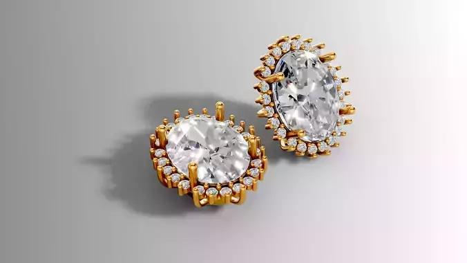 Gold Halo Diamond Pendant  3D Printable Design