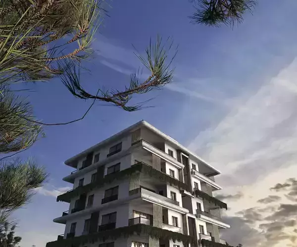 Modern  Apartment  White Facade 3d Scene 3D model 3