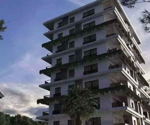 Modern  Apartment  White Facade 3d Scene 3D model 2