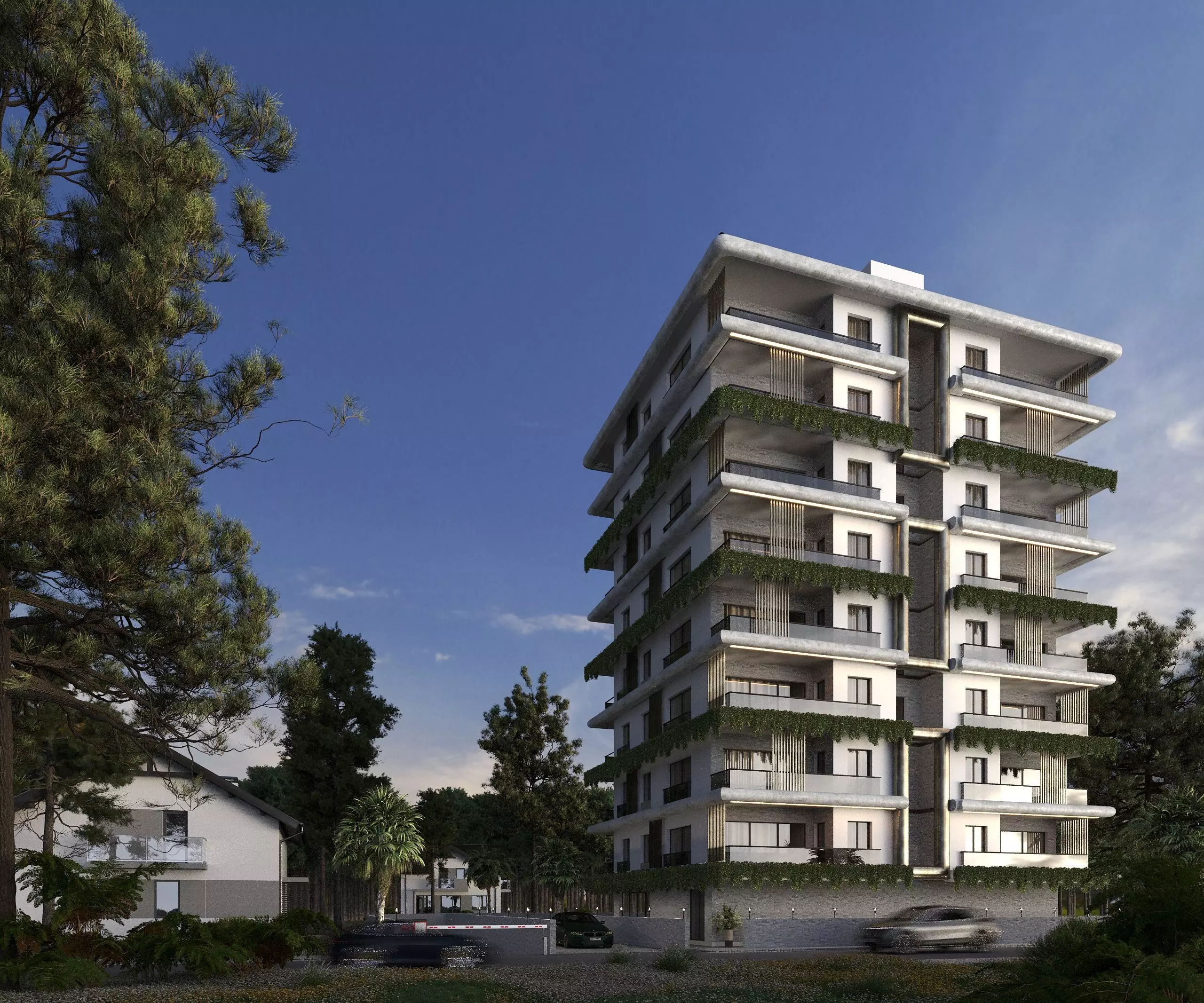 Modern Apartment White Facade 3d Scene 3D model