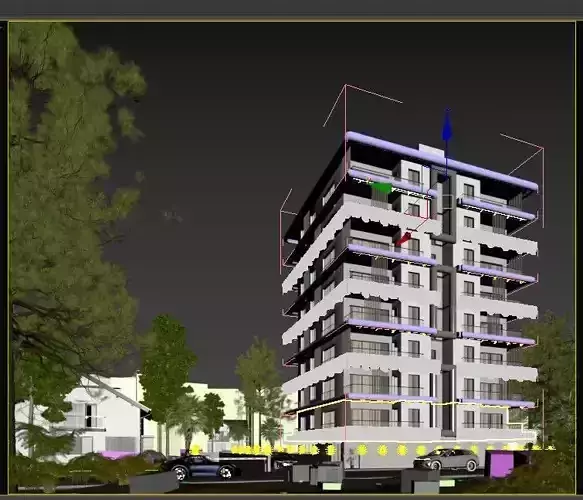 Modern  Apartment  White Facade 3d Scene 3D model 5