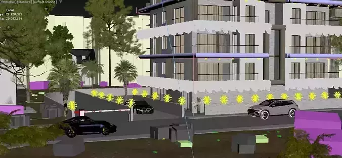 Modern  Apartment  White Facade 3d Scene 3D model 7