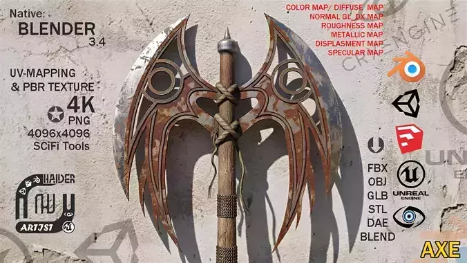 Game Ready Sci-Fi Axe Tools