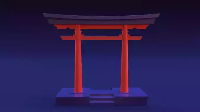 Stylized Wooden Chinese Tori Gate