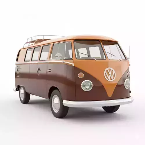 Classic 1978 Volkswagen T2 Champagne Edition Low-poly 3D model 5