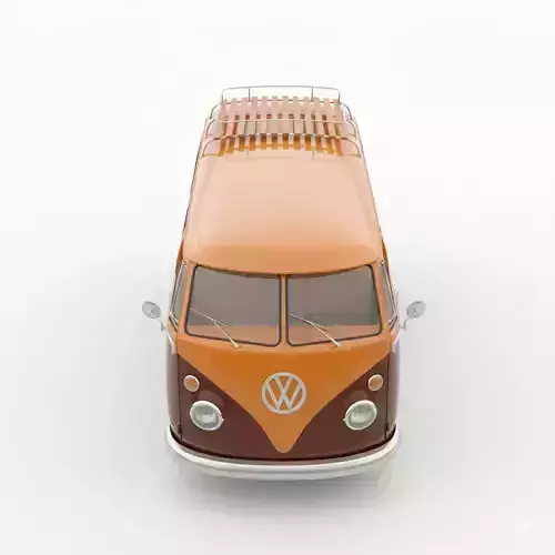 Classic 1978 Volkswagen T2 Champagne Edition Low-poly 3D model 4
