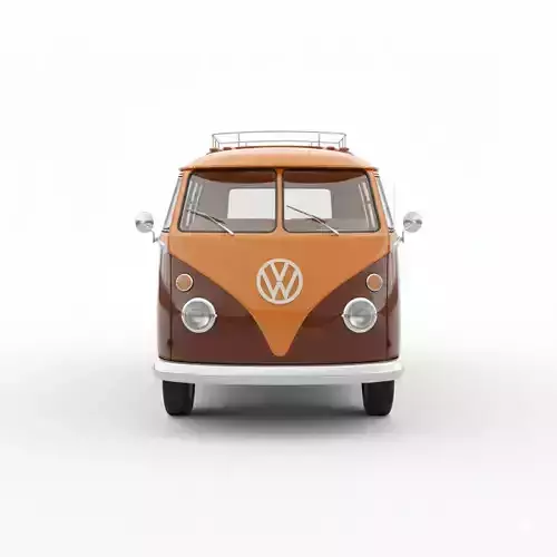Classic 1978 Volkswagen T2 Champagne Edition Low-poly 3D model 7