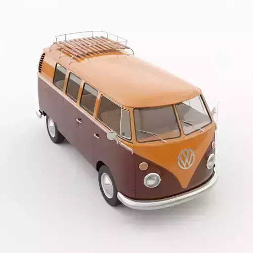 Classic 1978 Volkswagen T2 Champagne Edition Low-poly 3D model 6