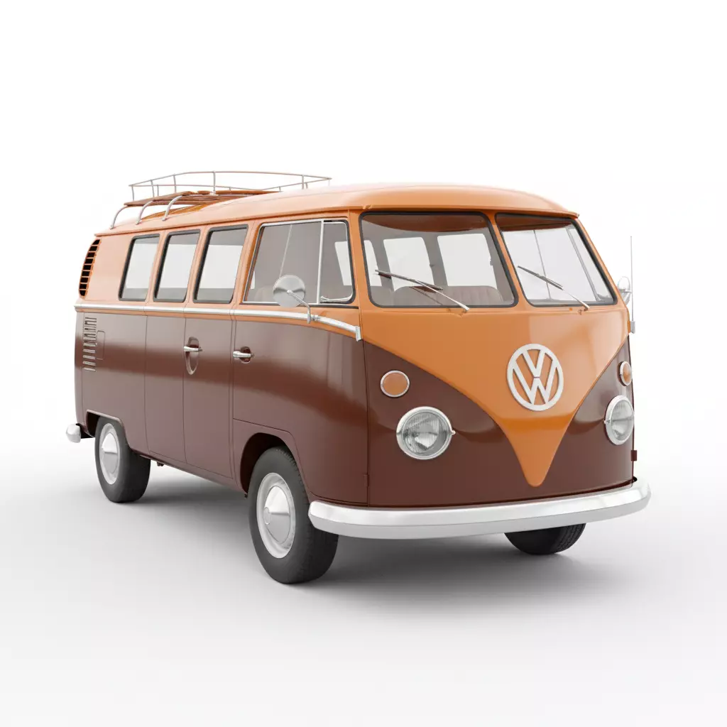 Classic 1978 Volkswagen T2 Champagne Edition Low-poly 3D model