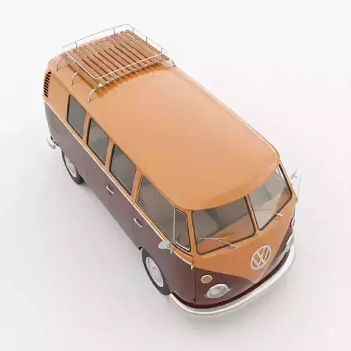 Classic 1978 Volkswagen T2 Champagne Edition Low-poly 3D model 3