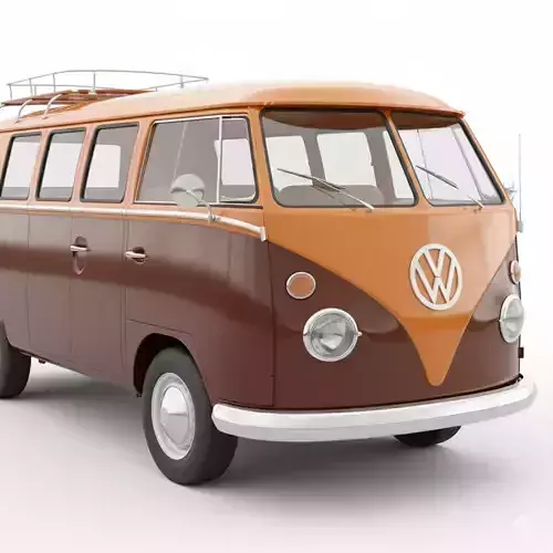 Classic 1978 Volkswagen T2 Champagne Edition Low-poly 3D model 2
