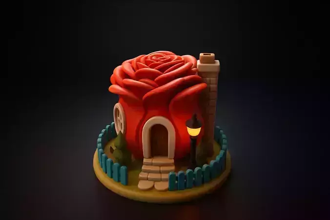 Romantic Rose House Valentines Day Decorative Home 3D print model