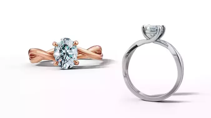 8x6 Oval Stone Trellis Solitaire Engagement Ring 1ct Oval Gem