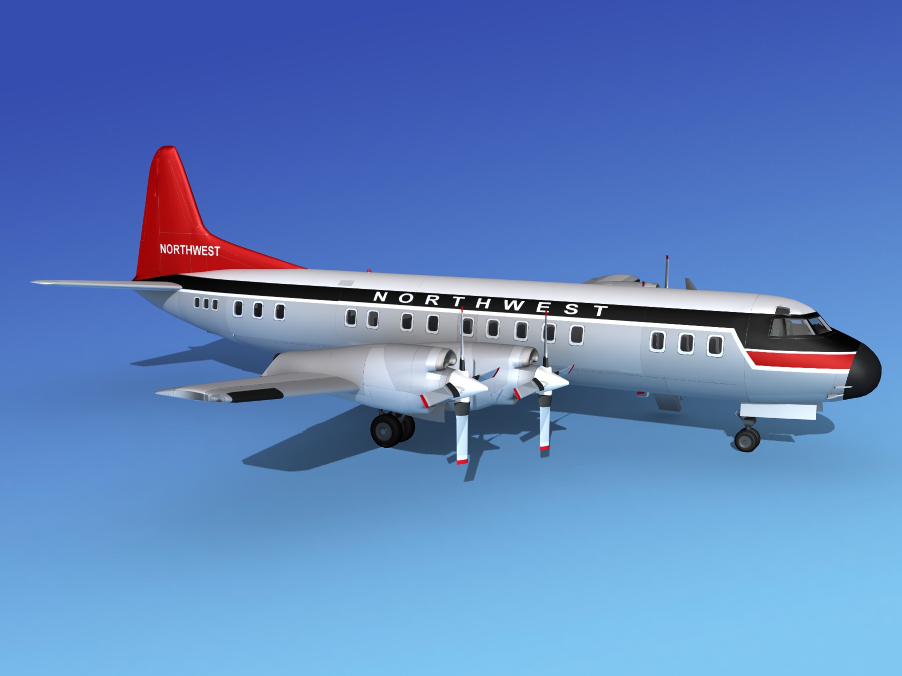 Lockheed L-188 Electra HP Northwest Airlines 3D model_7