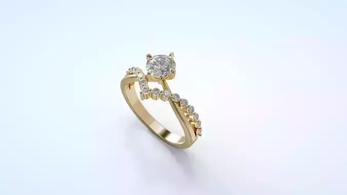 Wedding Bridal Ring With Round Cut 2