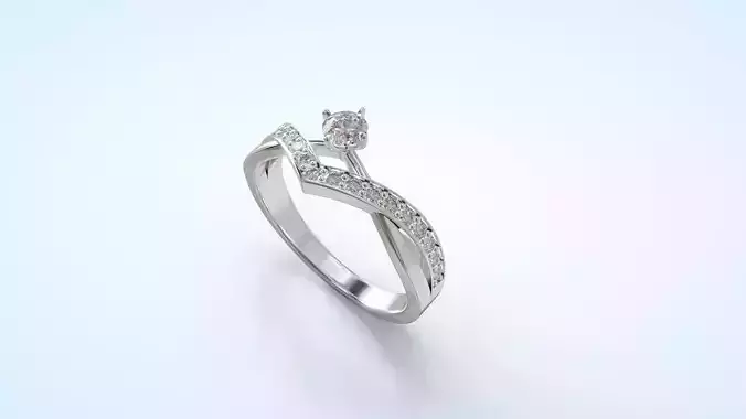 Wedding Bridal Ring With Round Cut