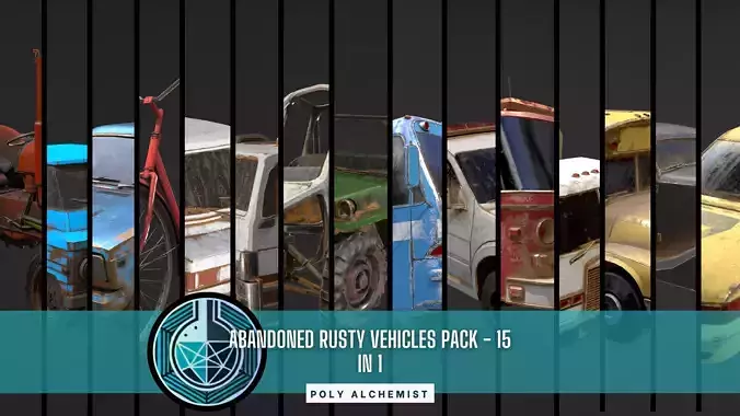 Abandoned Rusty Vehicles Pack 15 In 1