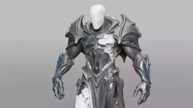 Gothic Dark Fantasy Statue low and high poly