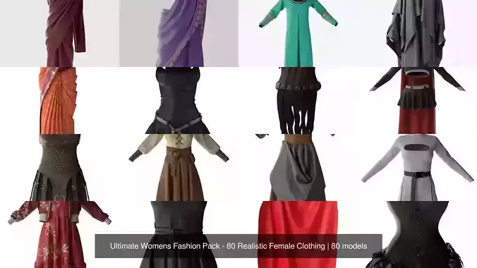 Ultimate Womens Fashion Pack - 80 Realistic Female Clothing