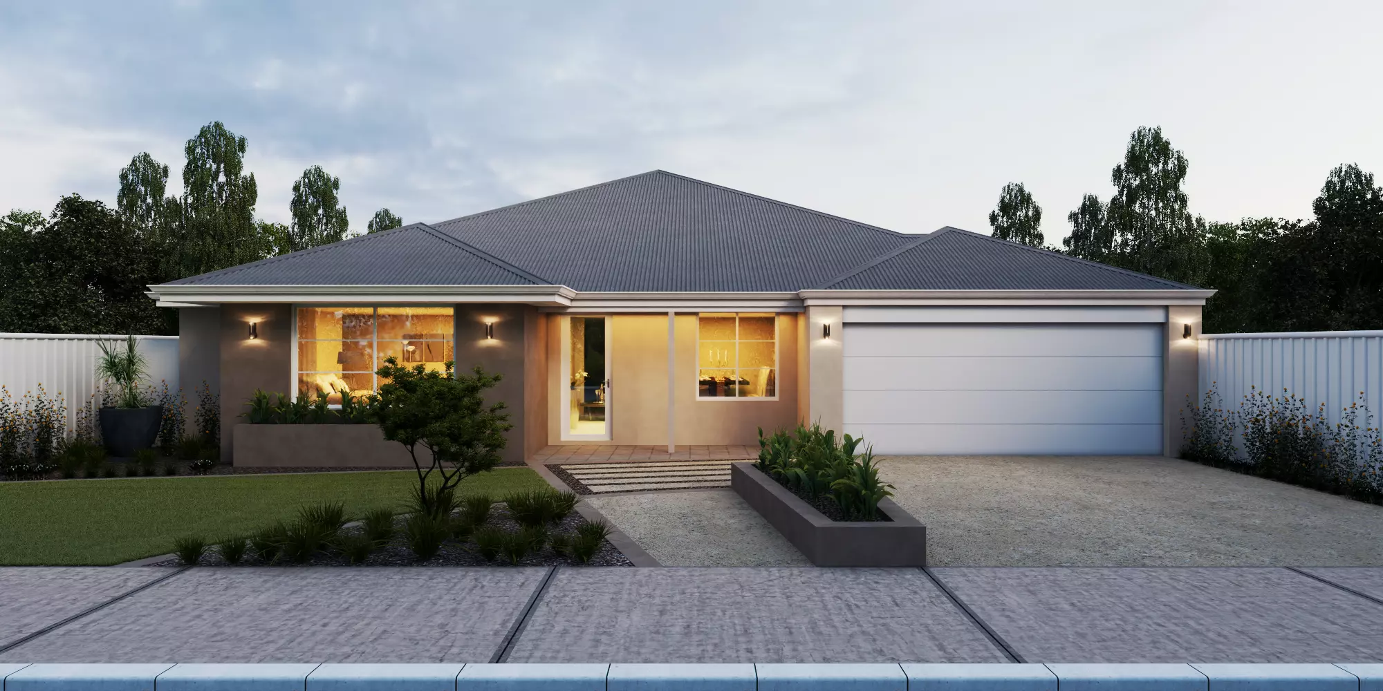 ModernSingle Story House Exterior Contemporary Residential Low-poly 3D model