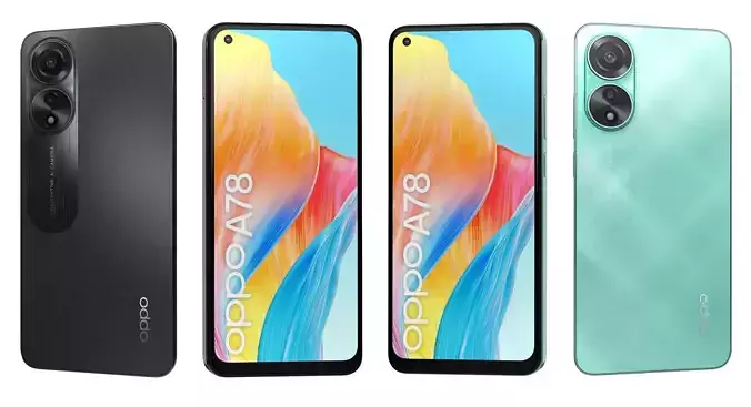 Oppo A78 4G Black And Green High Poly 3D model