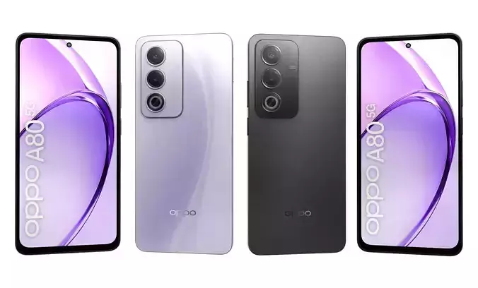 Oppo A80 Moonlight Purple And StarryBlack High Poly