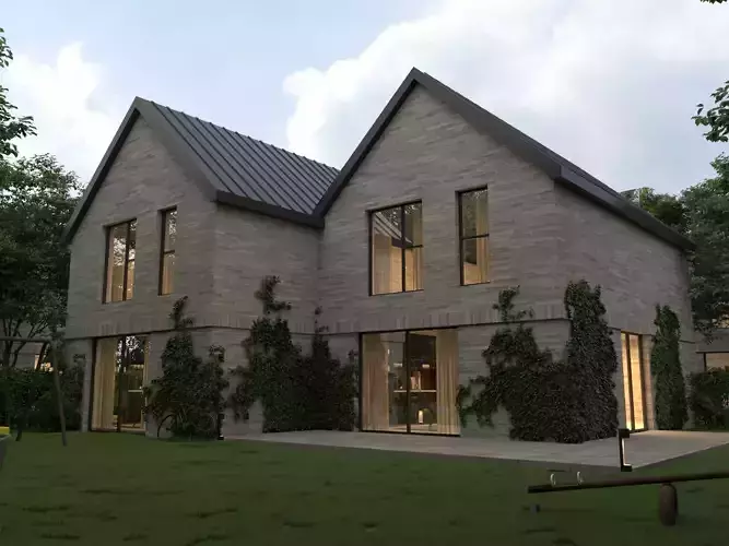 2025 American House 3D Model Modern Suburban House Luxury House Low-poly 3D model