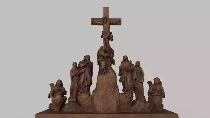 jesus wooden statue sculture hi poly