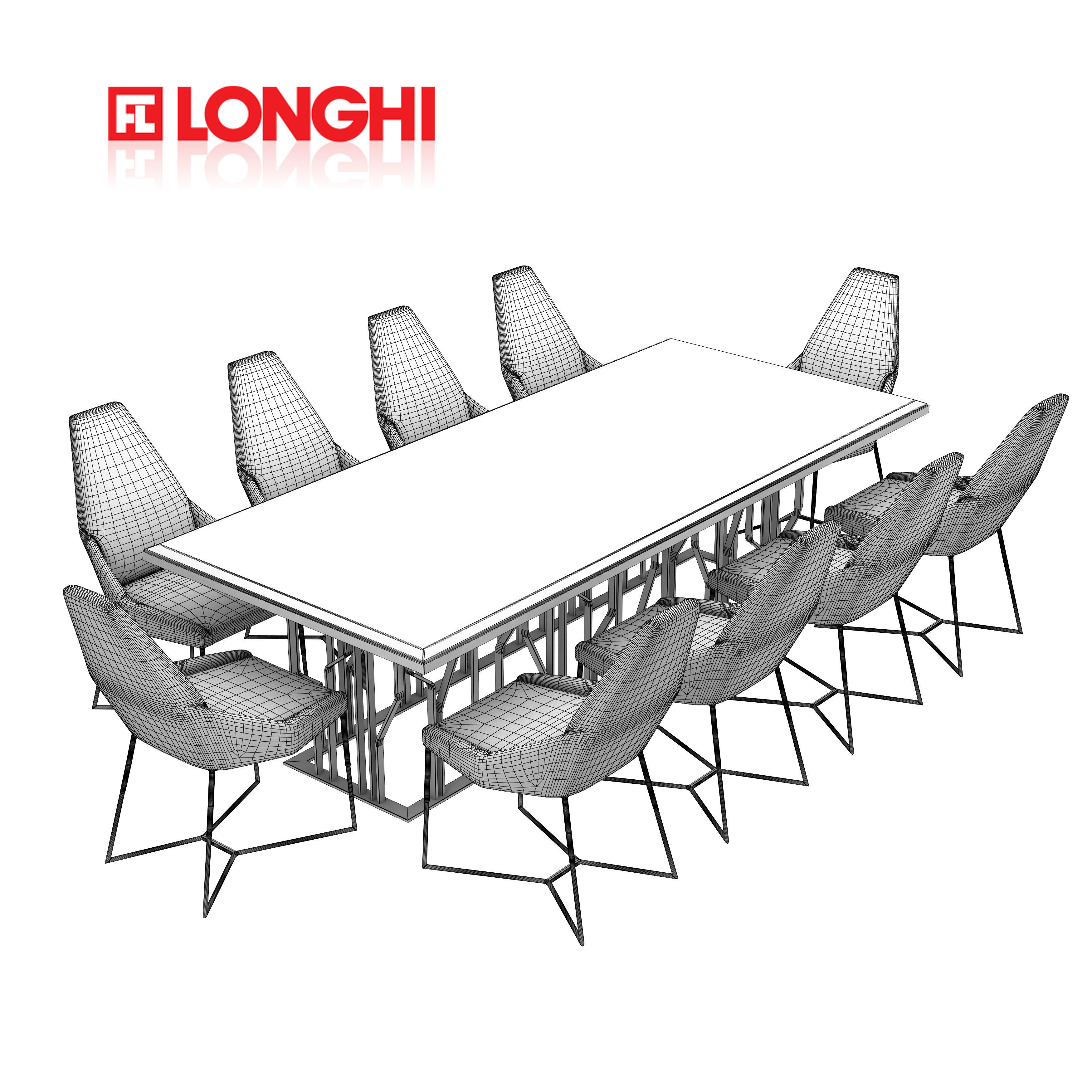 longhi dining table 3D model_1