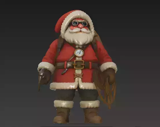 Arctic Explorer Santa - Mountaineer Christmas Character 3D Model