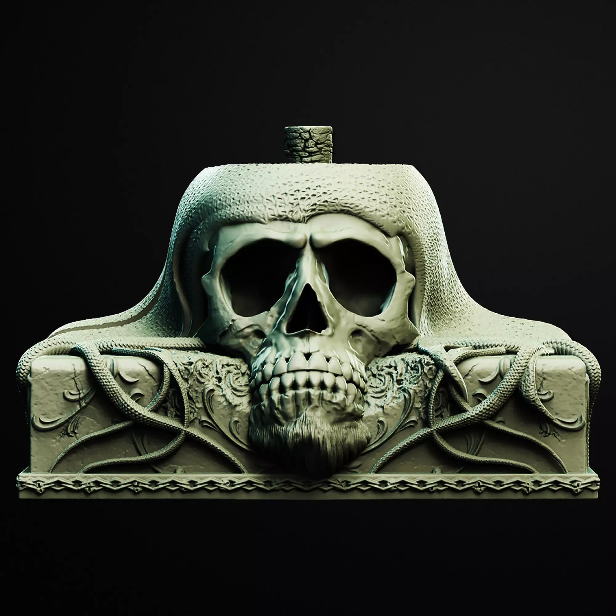 Melted Roots Skull Holder 3D Printable STL File 3D print model