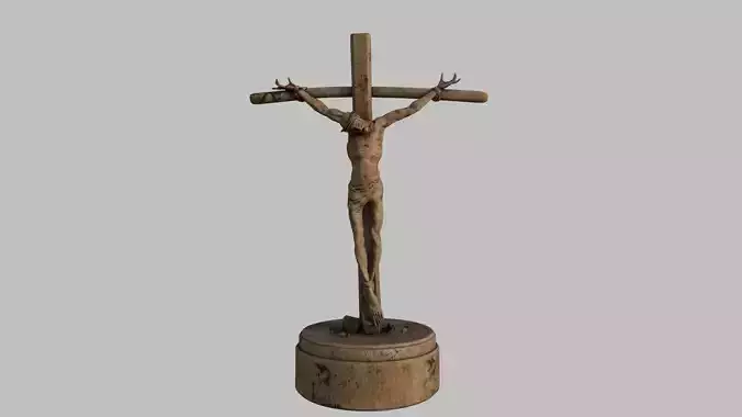 jesus wooden statue sculpture hi poly