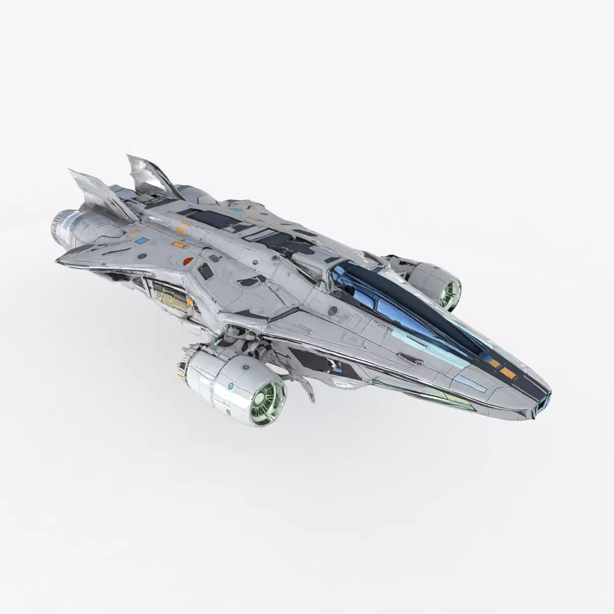 Futuristic Spaceship Low-poly 3D model
