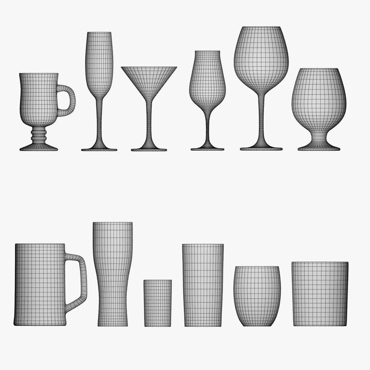 Set of glasses - glass set 3D model_14