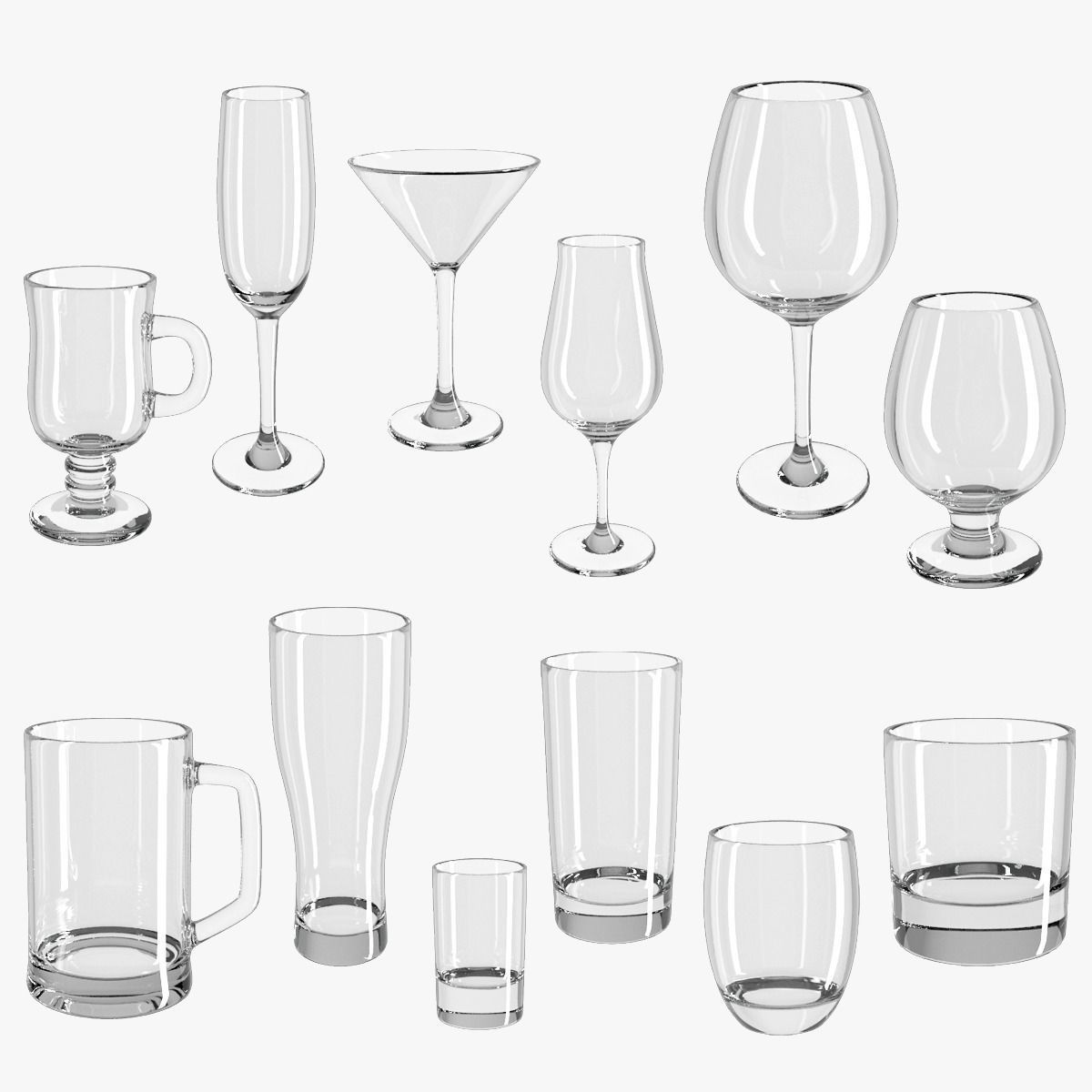Set of glasses - glass set 3D model_0