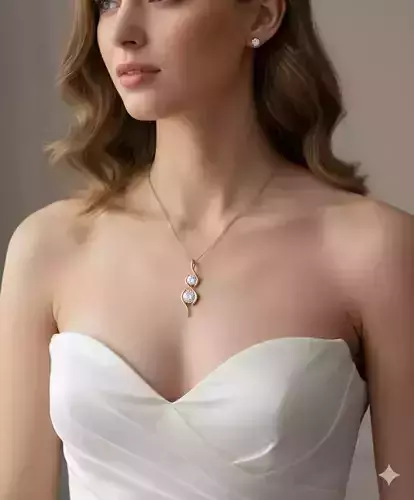 Elegant Dual Stone S Curve Pendant