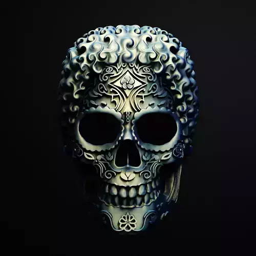 Afro Calavera Sugar Skull Mask 3D Printable Stl File